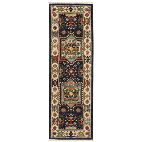 Oriental Weavers Lilihan Indoor Area Rug - Beautifully Woven Persian Design With Bohemian Flair For Any Space Blue,Ivory Wool L041h6060190st