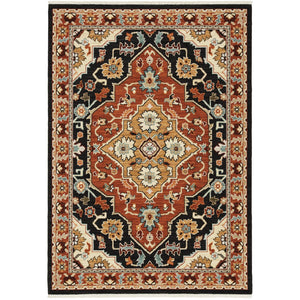 Oriental Weavers Lilihan Indoor Area Rug - Beautifully Space Dyed Wool With Persian Design And Bohemian Flair Black,Rust Wool L4929a100153st