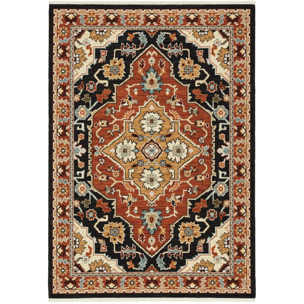 Oriental Weavers Lilihan Indoor Area Rug - Beautifully Space Dyed Wool With Persian Design And Bohemian Flair Black,Rust Wool L4929a100153st