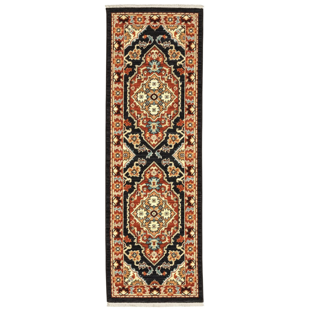 Oriental Weavers Lilihan Indoor Area Rug - Beautifully Space Dyed Wool With Persian Design And Bohemian Flair Black,Rust Wool L4929a060190st