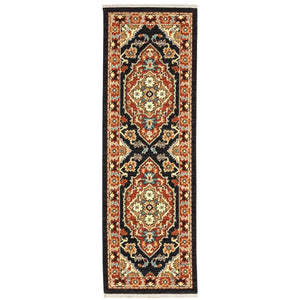 Oriental Weavers Lilihan Indoor Area Rug - Beautifully Space Dyed Wool With Persian Design And Bohemian Flair Black,Rust Wool L4929a060190st