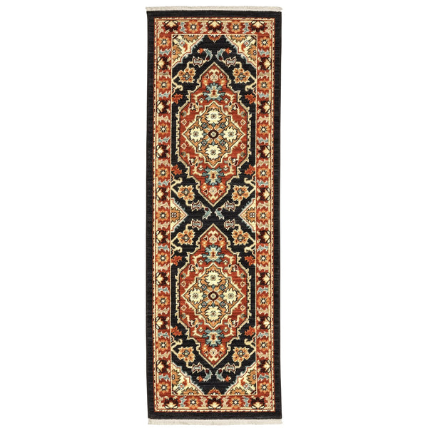 Oriental Weavers Lilihan Indoor Area Rug - Beautifully Space Dyed Wool With Persian Design And Bohemian Flair Black,Rust Wool L4929a060190st
