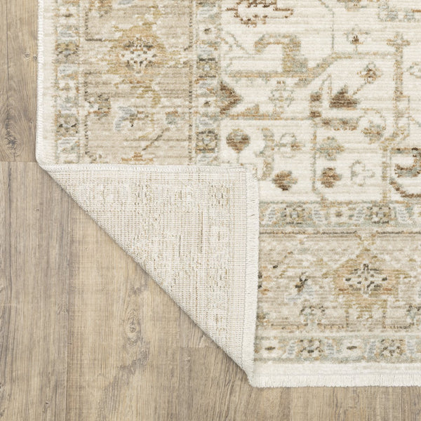 Oriental Weavers Lola Vintage Oushak-Inspired Beige Gold Area Rug With Distressed Medallion, Soft Durable Pile 150.39'' L x 118.11'' W LLLA01300382ST