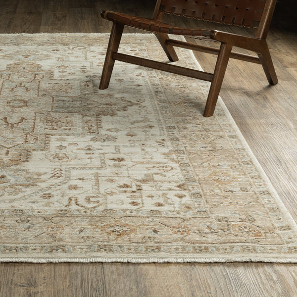Oriental Weavers Lola Vintage Oushak-Inspired Beige Gold Area Rug With Distressed Medallion, Soft Durable Pile 150.39'' L x 118.11'' W LLLA01300382ST
