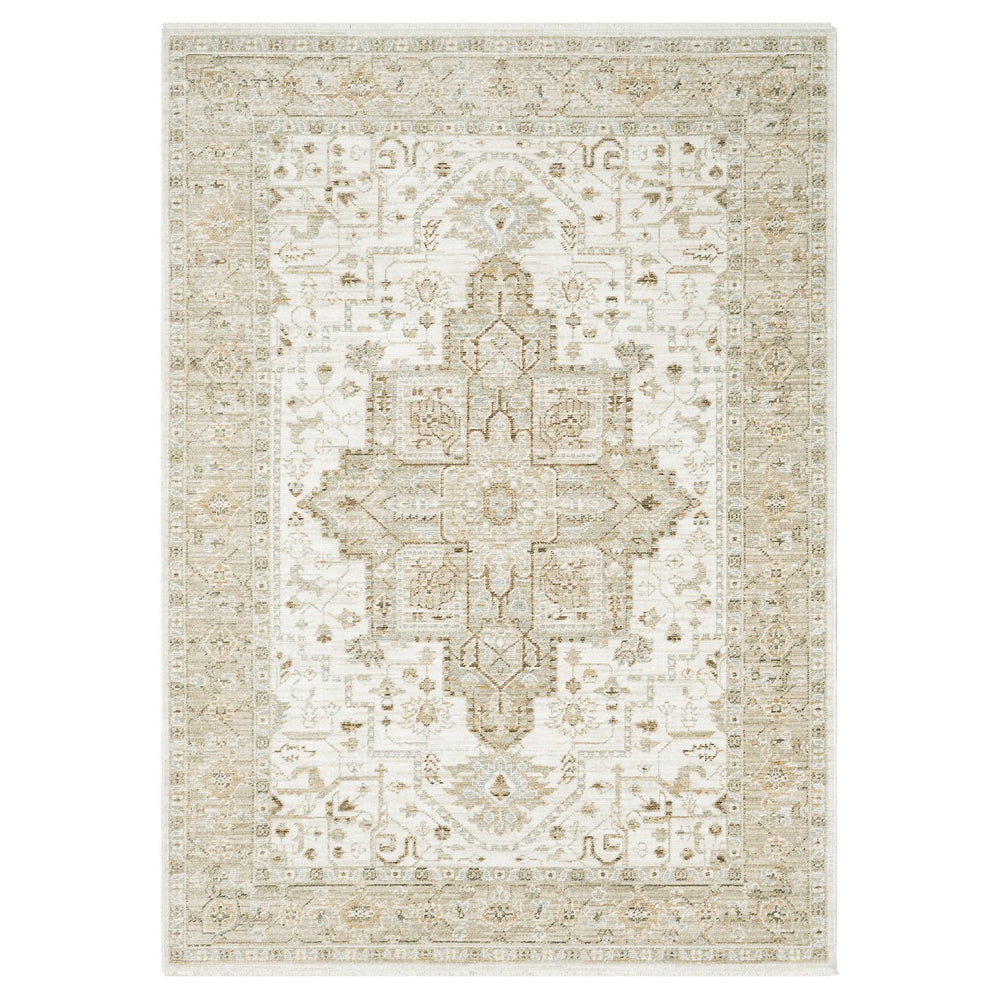 Oriental Weavers Lola Vintage Oushak-Inspired Beige Gold Area Rug With Distressed Medallion, Soft Durable Pile 150.39'' L x 118.11'' W LLLA01300382ST