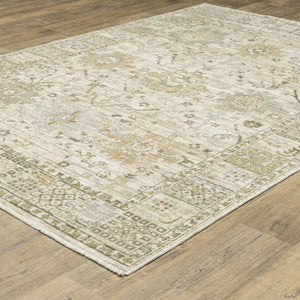 Oriental Weavers Lola Hand‑Knot Look Oushak Rug With Gold And Pale Blue Accents, Hi‑Lo Texture For Warm Style 150.39'' L x 118.11'' W LLLA02300382ST