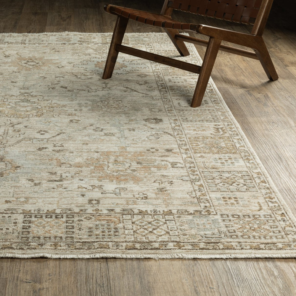 Oriental Weavers Lola Hand‑Knot Look Oushak Rug With Gold And Pale Blue Accents, Hi‑Lo Texture For Warm Style 150.39'' L x 118.11'' W LLLA02300382ST