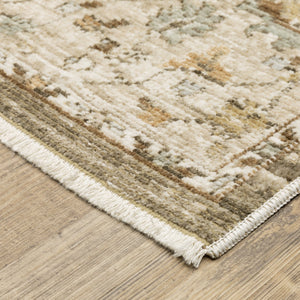 Oriental Weavers Lola Oushak-Inspired Brown & Pale Blue Area Rug — Distressed, Hi-Lo Plush Texture For Living Rooms 120.08'' L x 94.49'' W LLLA03240305ST