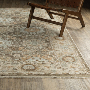 Oriental Weavers Lola Oushak-Inspired Runner Rug 2'7"X7'7" — Distressed Brown Pale Blue, Plush Machine-Woven Polyester Performance LLLA03078230ST