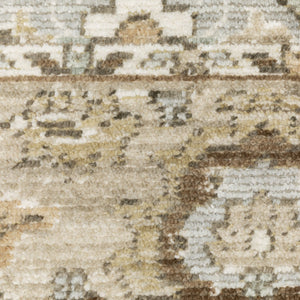 Oriental Weavers Lola Oushak-Inspired Brown & Pale Blue Area Rug — Distressed, Hi-Lo Plush Texture For Living Rooms 120.08'' L x 94.49'' W LLLA03240305ST