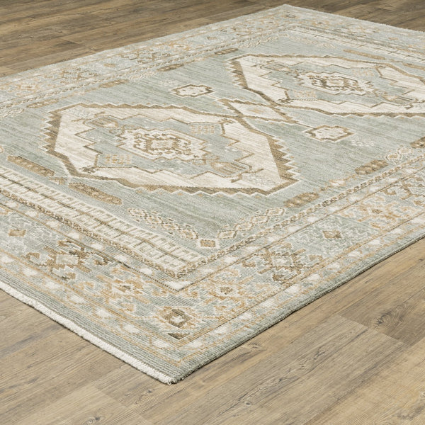 Oriental Weavers Lola Vintage-Wash Oushak-Inspired Area Rug In Mineral Blue & Beige — Low Pile, Durable, Pet-Friendly 90.55'' L x 62.99'' W LLLA04160230ST