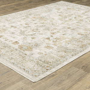 Oriental Weavers Lola Vintage Oushak-Inspired Area Rug With Pale Blue & Beige Floral Scrolls, Distressed Charm 90.55'' L x 62.99'' W LLLA05160230ST