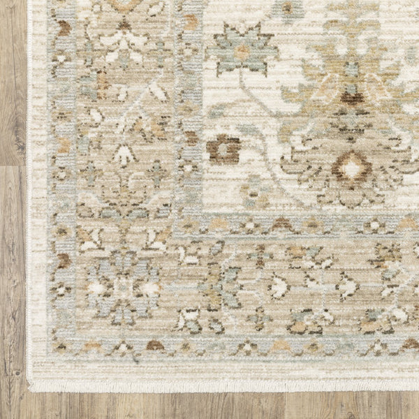 Oriental Weavers Lola Vintage Oushak-Inspired Area Rug With Pale Blue & Beige Floral Scrolls, Distressed Charm 90.55'' L x 62.99'' W LLLA05160230ST