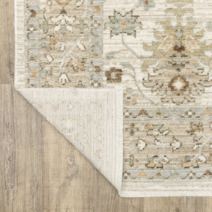 Oriental Weavers Lola Vintage Oushak-Inspired Area Rug With Pale Blue & Beige Floral Scrolls, Distressed Charm 90.55'' L x 62.99'' W LLLA05160230ST