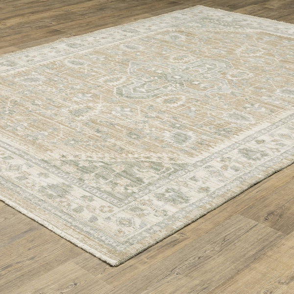 Oriental Weavers Lola Oushak-Inspired Pale Blue And Taupe Area Rug — Hi‑Lo Texture, Durable Machine‑Woven Elegance 59.84'' L x 32.68'' W LLLA06083152ST