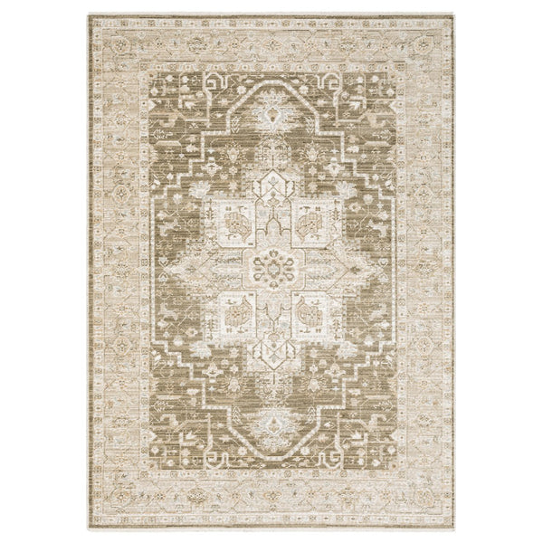 Oriental Weavers Lola Distressed Oushak Runner 2'7"X7'7" — Warm Neutral Brown/Beige, Low Pile, Subtle Gold Accents LLLA07078230ST