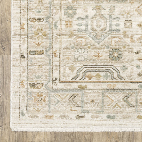Oriental Weavers Lola Pale Blue Beige Runner Rug 2'7"X7'7" — Oushak-Inspired Low-Pile Polyester With Fringe Accents LLLA08078230ST