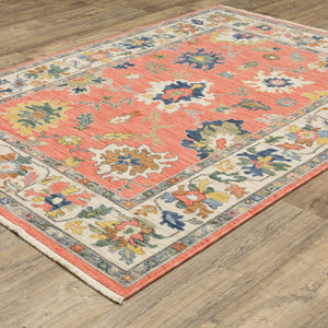 Oriental Weavers Lucca Indoor Area Rug - Vibrant Cross-woven Design With Fringe, Perfect For Modern Homes And Spaces Salmon Pink,Multi Wool L2889b060092st