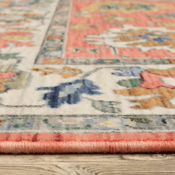 Oriental Weavers Lucca Indoor Area Rug - Vibrant Cross-woven Design With Fringe, Perfect For Modern Homes And Spaces Salmon Pink,Multi Wool L2889b060092st