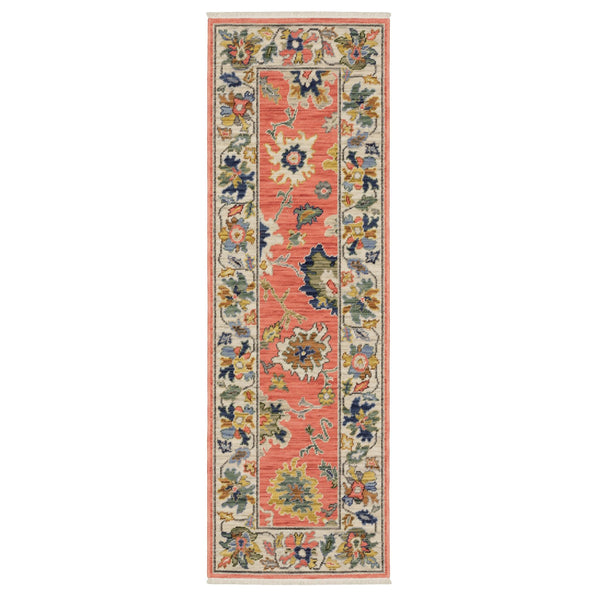 Oriental Weavers Lucca Indoor Area Rug - Vibrant Cross-woven Design With Fringe, Perfect For Modern Homes And Spaces Salmon Pink,Multi Wool L2889b060190st