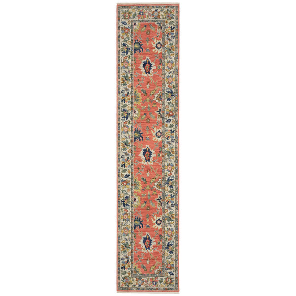 Oriental Weavers Lucca Indoor Area Rug - Vibrant Cross-woven Design With Fringe, Perfect For Modern Homes And Spaces Salmon Pink,Multi Wool L2889b078370st