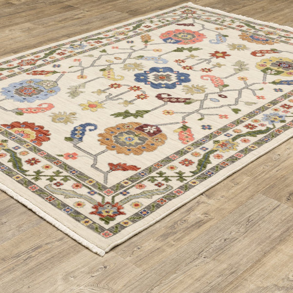 Oriental Weavers Lucca Indoor Area Rug - Trendy Space-dyed Wool & Nylon Design With Vibrant Colors And Fringe Detail Ivory,Multi Wool L5506w060092st