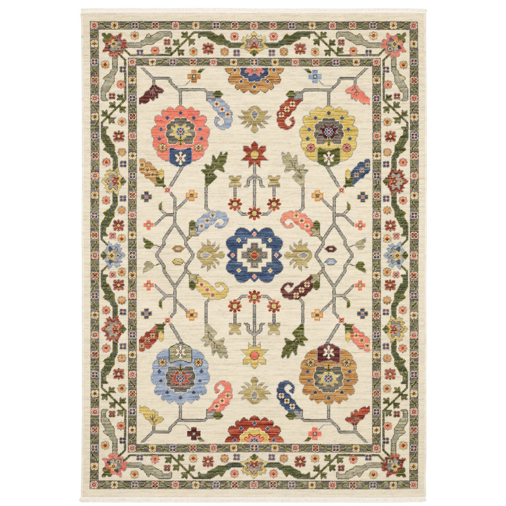 Oriental Weavers Lucca Indoor Area Rug - Trendy Space-dyed Wool & Nylon Design With Vibrant Colors And Fringe Detail Ivory,Multi Wool L5506w060092st