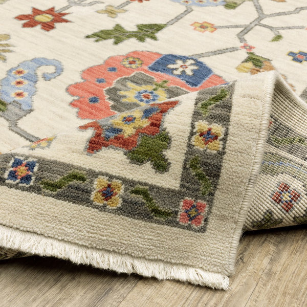 Oriental Weavers Lucca Indoor Area Rug - Trendy Space-dyed Wool & Nylon Design With Vibrant Colors And Fringe Detail Ivory,Multi Wool L5506w060092st