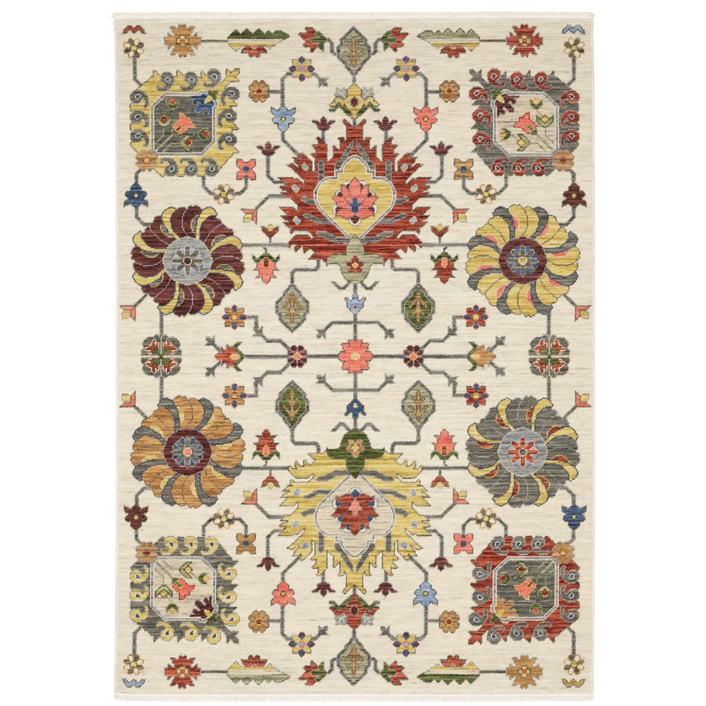 Oriental Weavers Lucca Indoor Area Rug - Vibrant, Trendy Colors With Unique Fringe Design For Stylish Home Décor Ivory,Multi Wool L8111w100153st