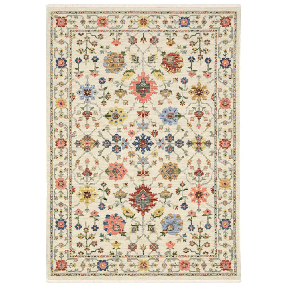 Oriental Weavers Lucca Indoor Area Rug - Exquisite Cross-woven Design With Vibrant Colors And Unique Fringe Detail Ivory,Multi Wool L093w1060092st