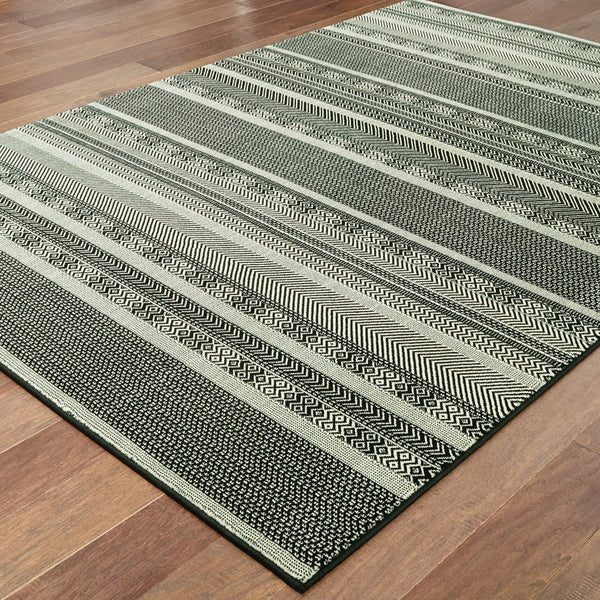 Oriental Weavers Luna Indoor Area Rug – Luxurious Comfort With Modern Geometric Patterns In Bold High Contrast Colors Black,Ivory Polypropylene L1802k117165st