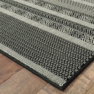 Oriental Weavers Luna Indoor Area Rug – Luxurious Comfort With Modern Geometric Patterns In Bold High Contrast Colors Black,Ivory Polypropylene L1802k067230st