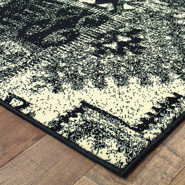 Oriental Weavers Luna Luxurious Geometric Indoor Area Rug - High Density Comfort With Bold Abstract Patterns Black,Ivory Polypropylene L1804k300390st