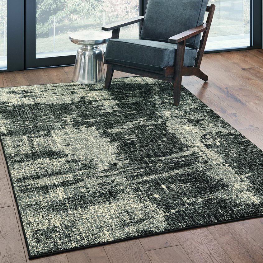 Oriental Weavers Luna 1805k Black/Ivory Area Rug – Luxurious Comfort With Modern Geometric Patterns, 9'10" X 12'10" Black,Ivory Polypropylene L1805k300390st