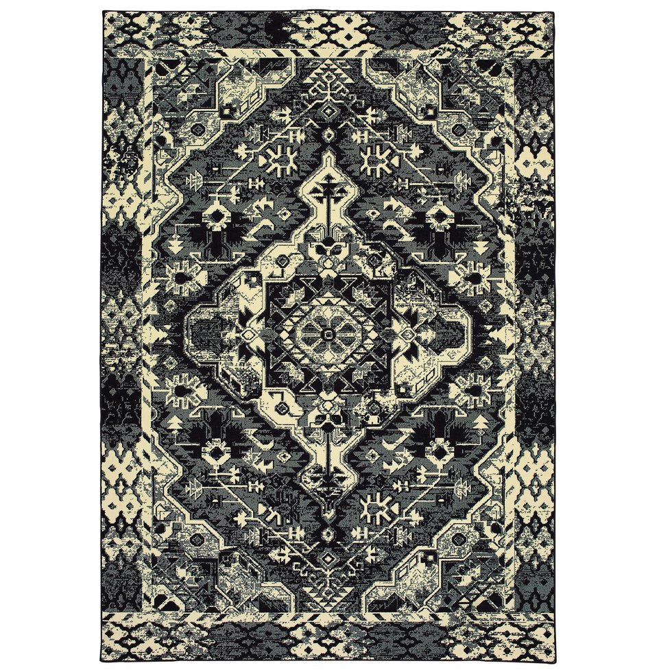 Oriental Weavers Luna Luxurious Indoor Area Rug - High Contrast Geometric Design For Modern Elegance And Comfort Black,Ivory Polypropylene L5603k160230st