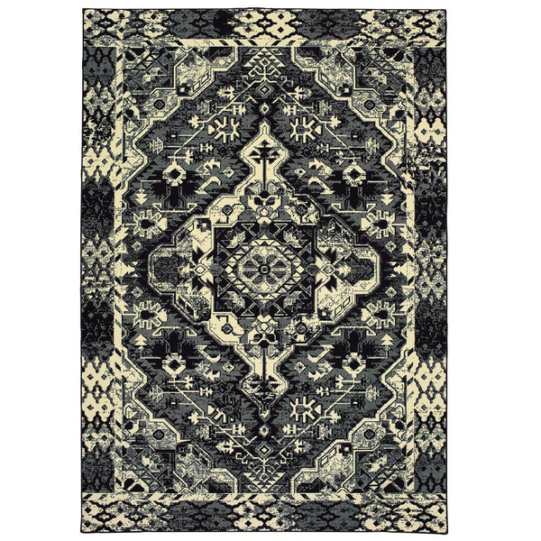 Oriental Weavers Luna Luxurious Indoor Area Rug - High Contrast Geometric Design For Modern Elegance And Comfort Black,Ivory Polypropylene L5603k160230st