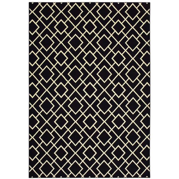 Oriental Weavers Luna Luxurious High Contrast Indoor Area Rug With Modern Geometric Patterns For Elegant Spaces Black,Ivory Polypropylene L8123b117165st