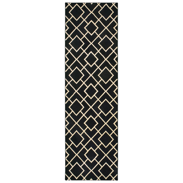 Oriental Weavers Luna Luxurious High Contrast Indoor Area Rug With Modern Geometric Patterns For Elegant Spaces Black,Ivory Polypropylene L8123b067230st