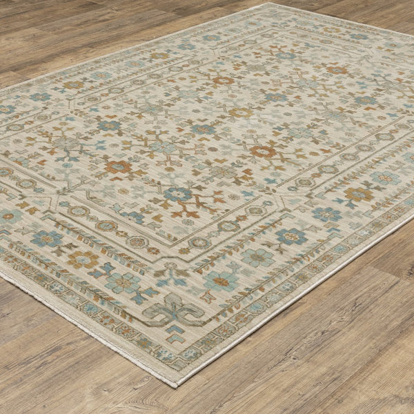 Oriental Weavers Maeve Indoor Area Rug - Soft Power-loomed Design With Modern Colors And Bohemian Flair For Any Space Ivory,Teal Polypropylene Mmae01240340st