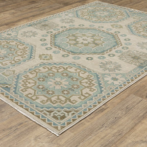 Oriental Weavers Maeve Mae03 Beige/Teal Indoor Area Rug - 9'10" X 12'10" | Soft, Modern, Bohemian Style For Any Room Beige,Teal Polypropylene Mmae03300394st