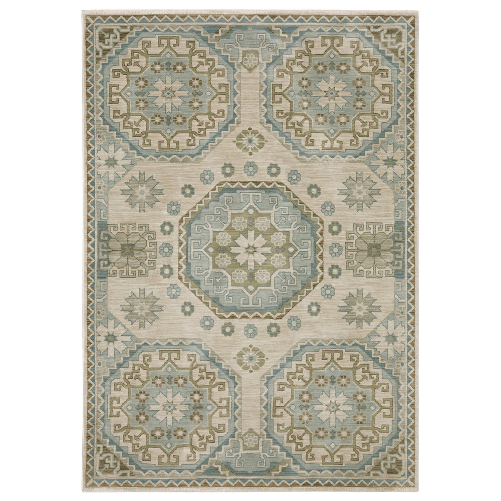 Oriental Weavers Maeve Mae03 Beige/Teal Indoor Area Rug - 9'10" X 12'10" | Soft, Modern, Bohemian Style For Any Room Beige,Teal Polypropylene Mmae03300394st