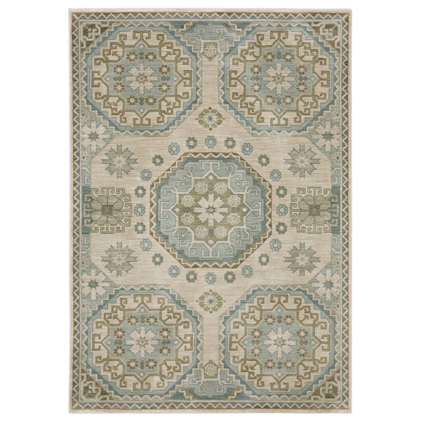 Oriental Weavers Maeve Mae03 Beige/Teal Indoor Area Rug - 9'10" X 12'10" | Soft, Modern, Bohemian Style For Any Room Beige,Teal Polypropylene Mmae03300394st
