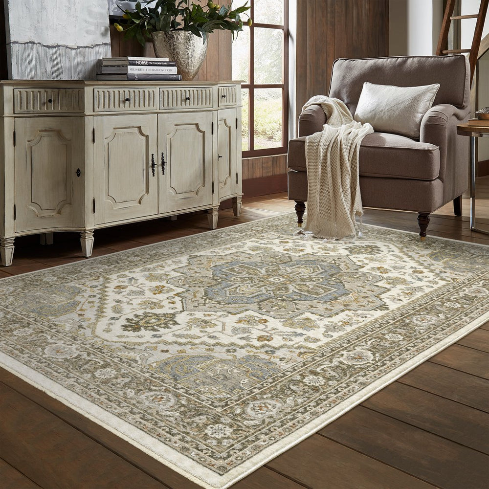Oriental Weavers Maharaja Indoor Area Rug - Elegant Power Loomed Design In Timeless Neutral And Mellow Color Palette Ivory,Gold Polyester M1144y300394st
