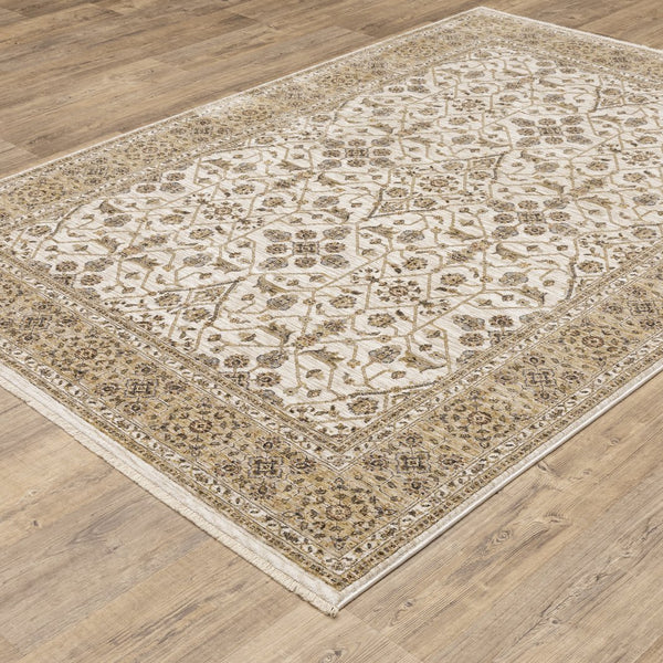 Oriental Weavers Maharaja Elegant Indoor Area Rug - Soft Polyester Design With Sophisticated Traditional Style Ivory,Gold Polyester M001j1060092st
