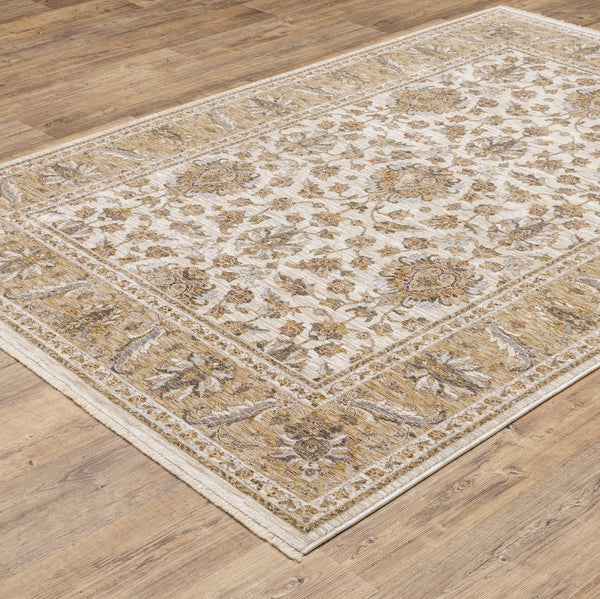 Oriental Weavers Maharaja Elegant Indoor Area Rug - Luxurious Power-loomed Design For Sophisticated Spaces Ivory,Gold Polyester M5091w060092st