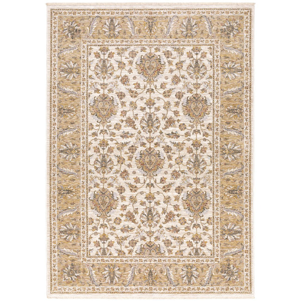 Oriental Weavers Maharaja Elegant Indoor Area Rug - Luxurious Power-loomed Design For Sophisticated Spaces Ivory,Gold Polyester M5091w060092st