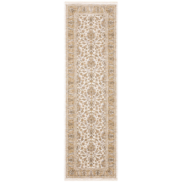 Oriental Weavers Maharaja Elegant Indoor Area Rug - Luxurious Power-loomed Design For Sophisticated Spaces Ivory,Gold Polyester M5091w068235st