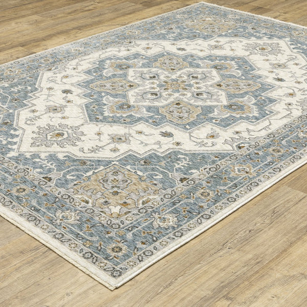 Oriental Weavers Maharaja Elegant Indoor Area Rug - Timeless Neutral Tones With Sophisticated Traditional Patterns Blue,Ivory Polyester M051f1300394st