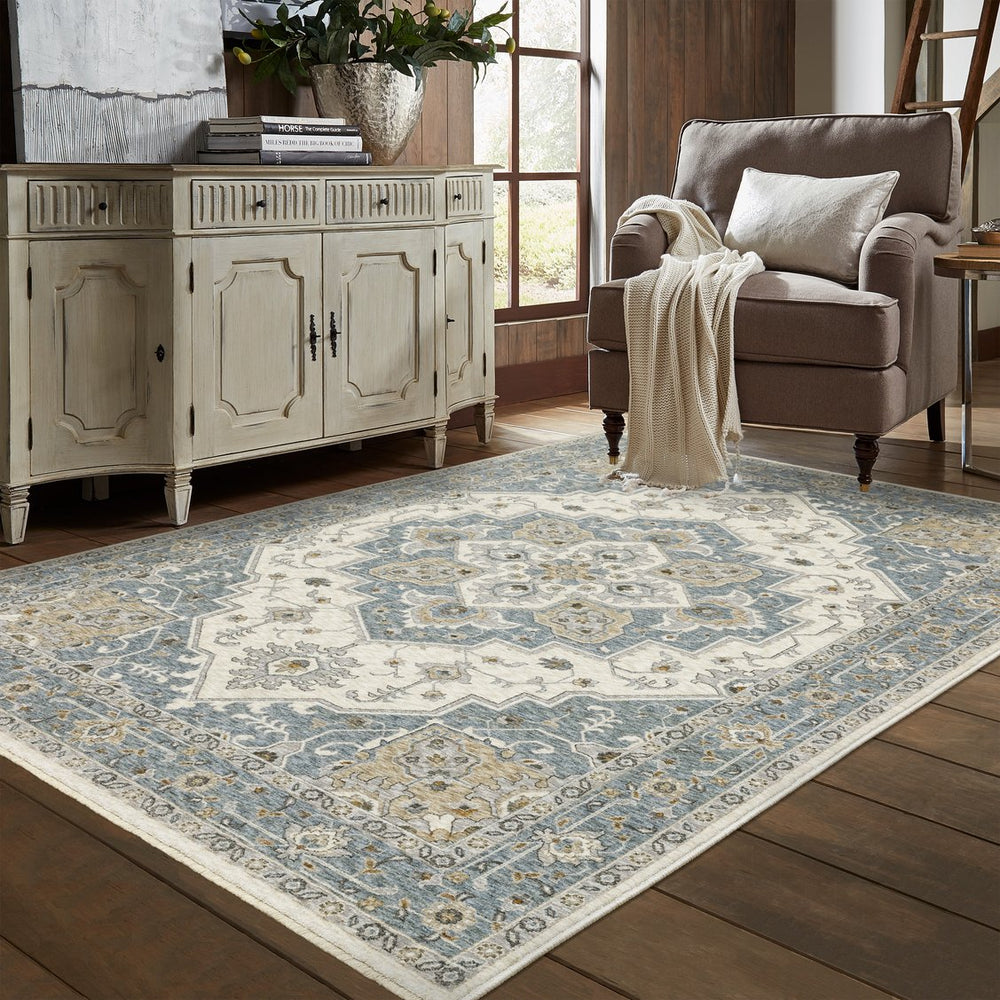 Oriental Weavers Maharaja Elegant Indoor Area Rug - Timeless Neutral Tones With Sophisticated Traditional Patterns Blue,Ivory Polyester M051f1300394st