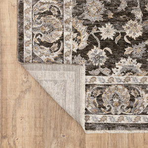 Oriental Weavers Maharaja 070N1 Grey/Ivory Round Area Rug 7'10" - Distressed Powerloomed Polyester, Soft Luxe Texture M070N1240RDST